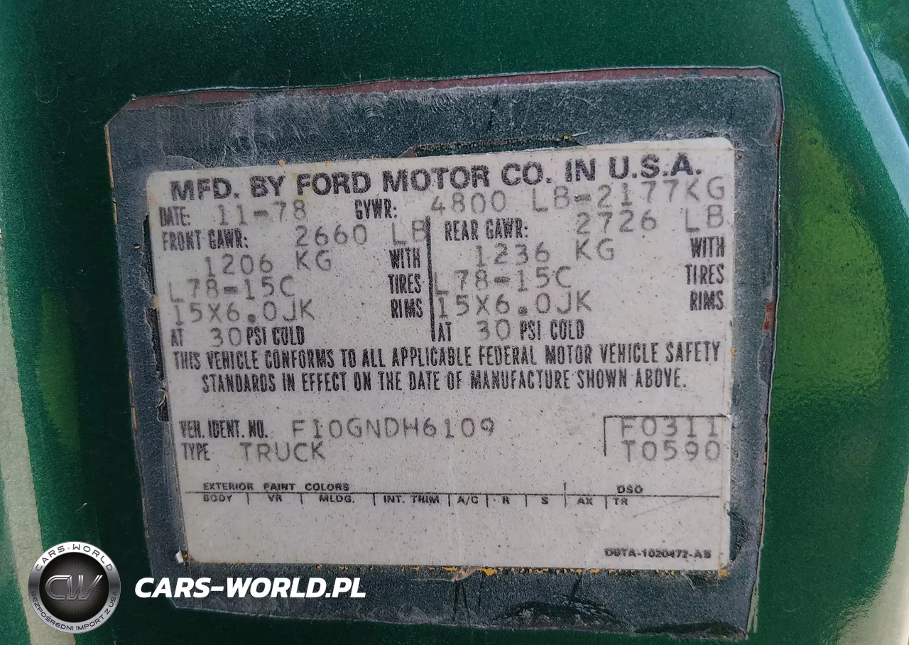 1979 Ford F100 VIN:000000F10GNDH6109 - 9