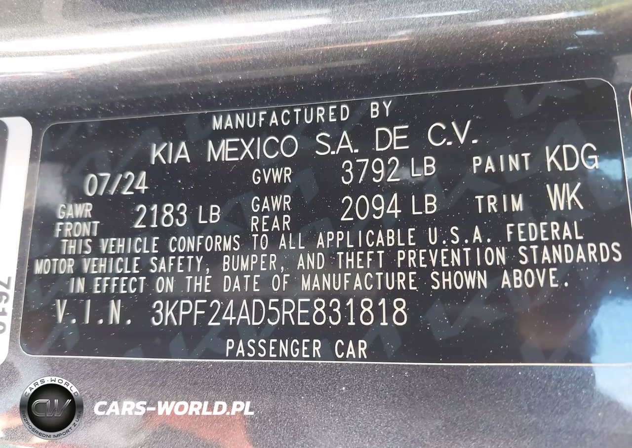 2024 Kia Forte Lxs VIN:3KPF24AD5RE831818 - 9