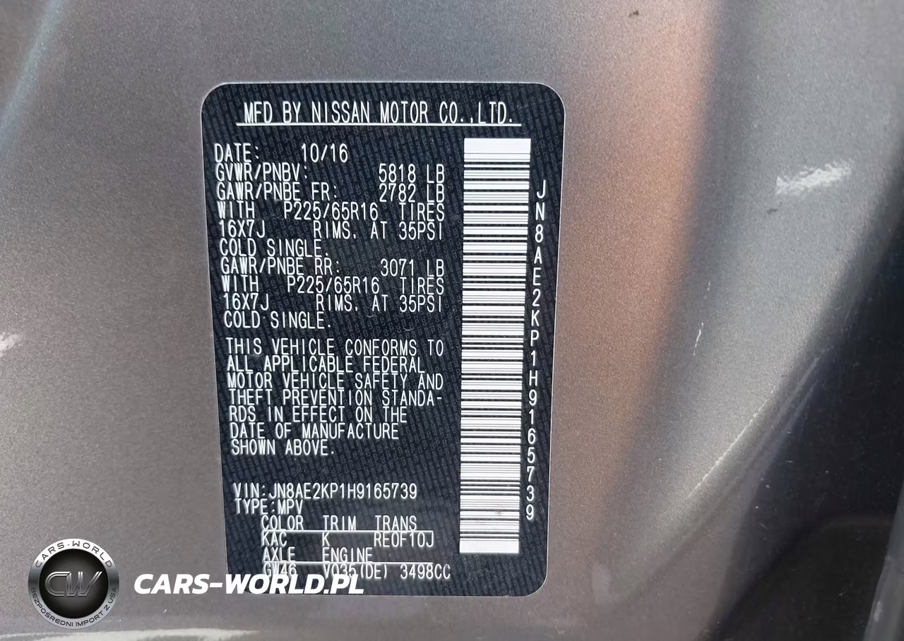 2017 Nissan Quest Sv VIN:JN8AE2KP1H9165739 - 9