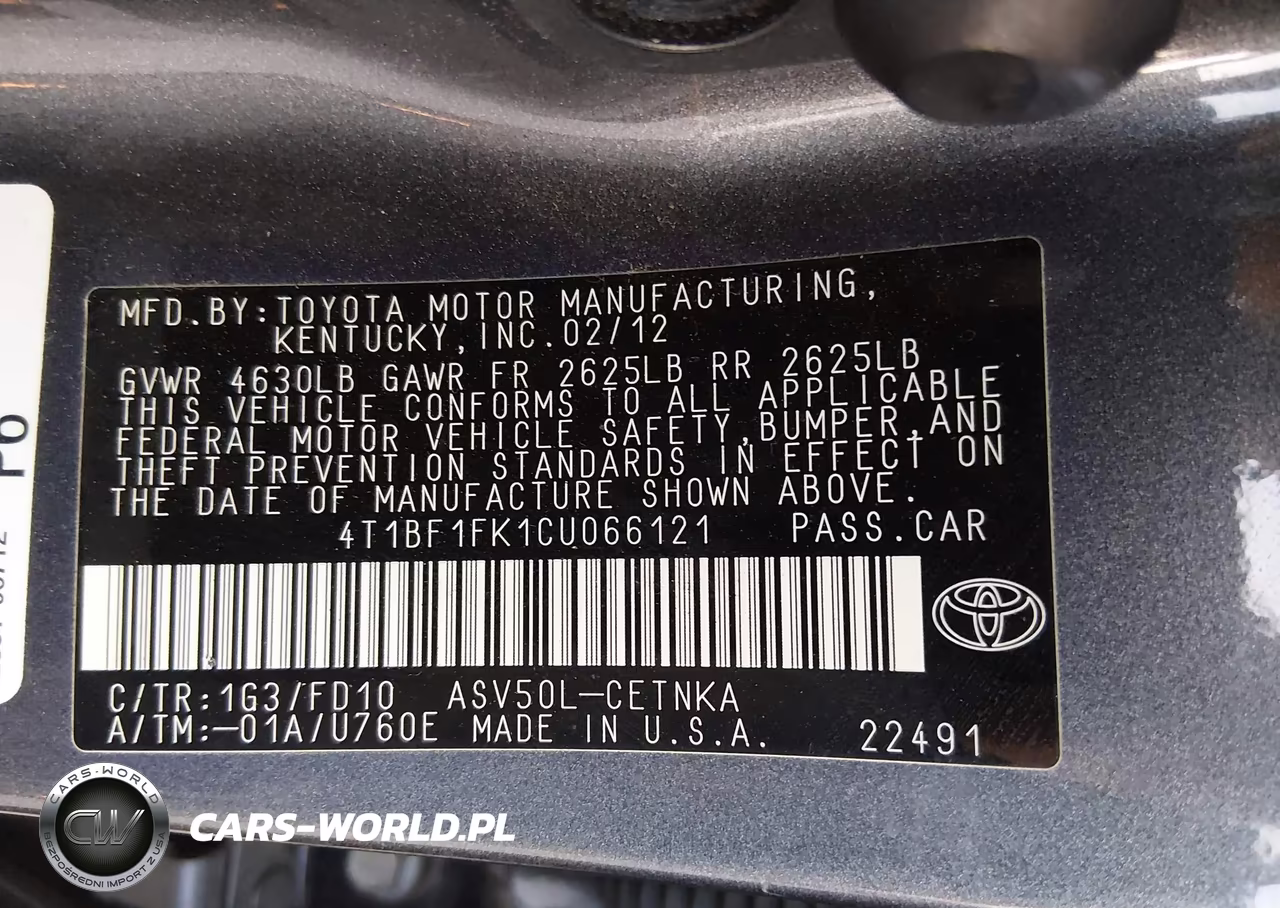 2012 Toyota Camry Le VIN:4T1BF1FK1CU066121 - 9