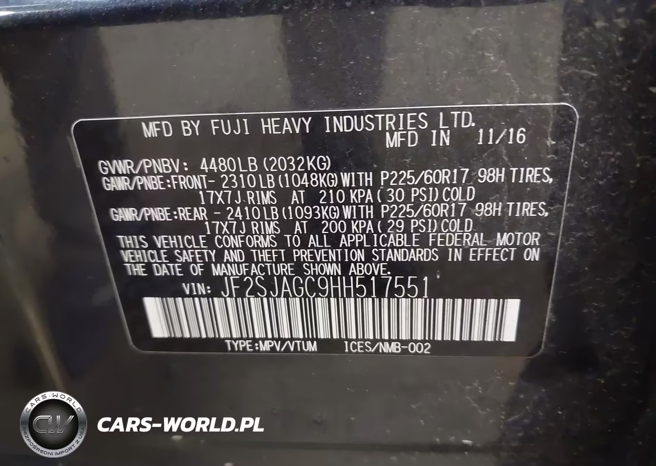 2017 Subaru Forester 2.5I Premium VIN:JF2SJAGC9HH517551 - 9