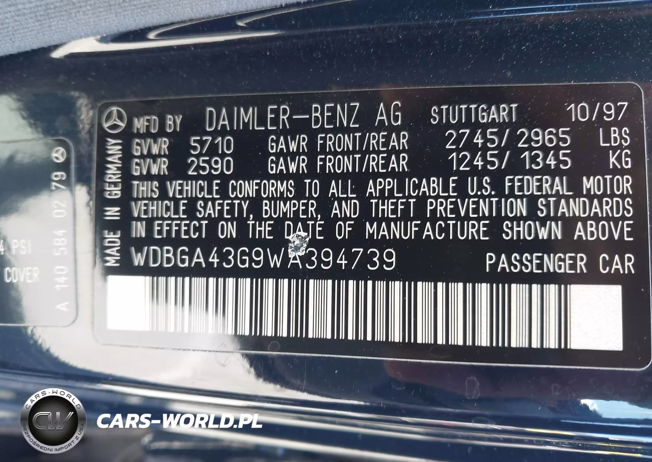 1998 Mercedes-Benz S 420 VIN:WDBGA43G9WA394739 - 9