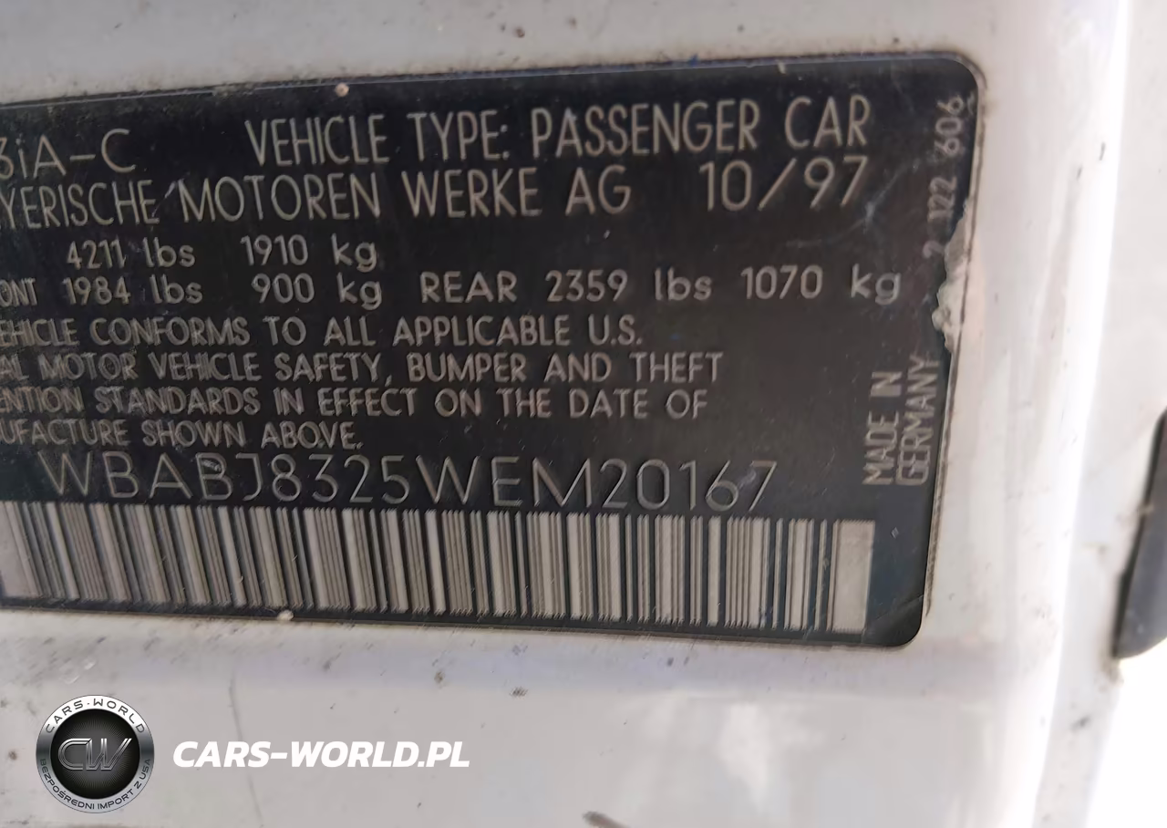 1998 BMW 323Ic VIN:WBABJ8325WEM20167 - 9