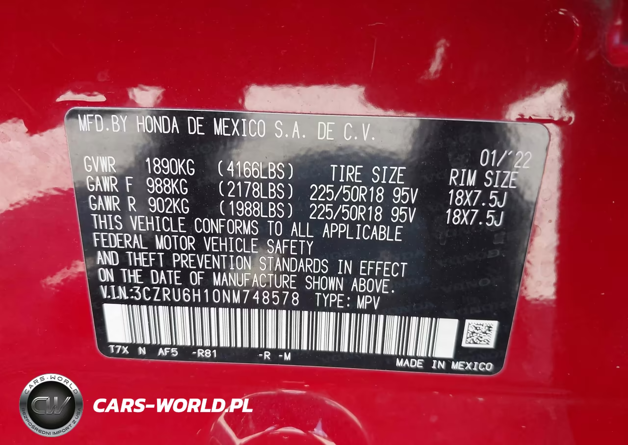 2022 Honda Hr-V Awd Sport VIN:3CZRU6H10NM748578 - 9