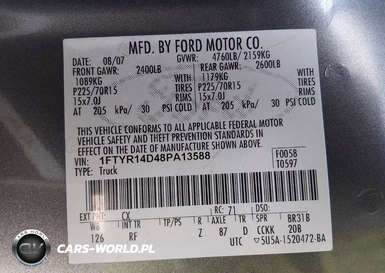 2008 Ford Ranger Xlt VIN:1FTYR14D48PA13588 - 9