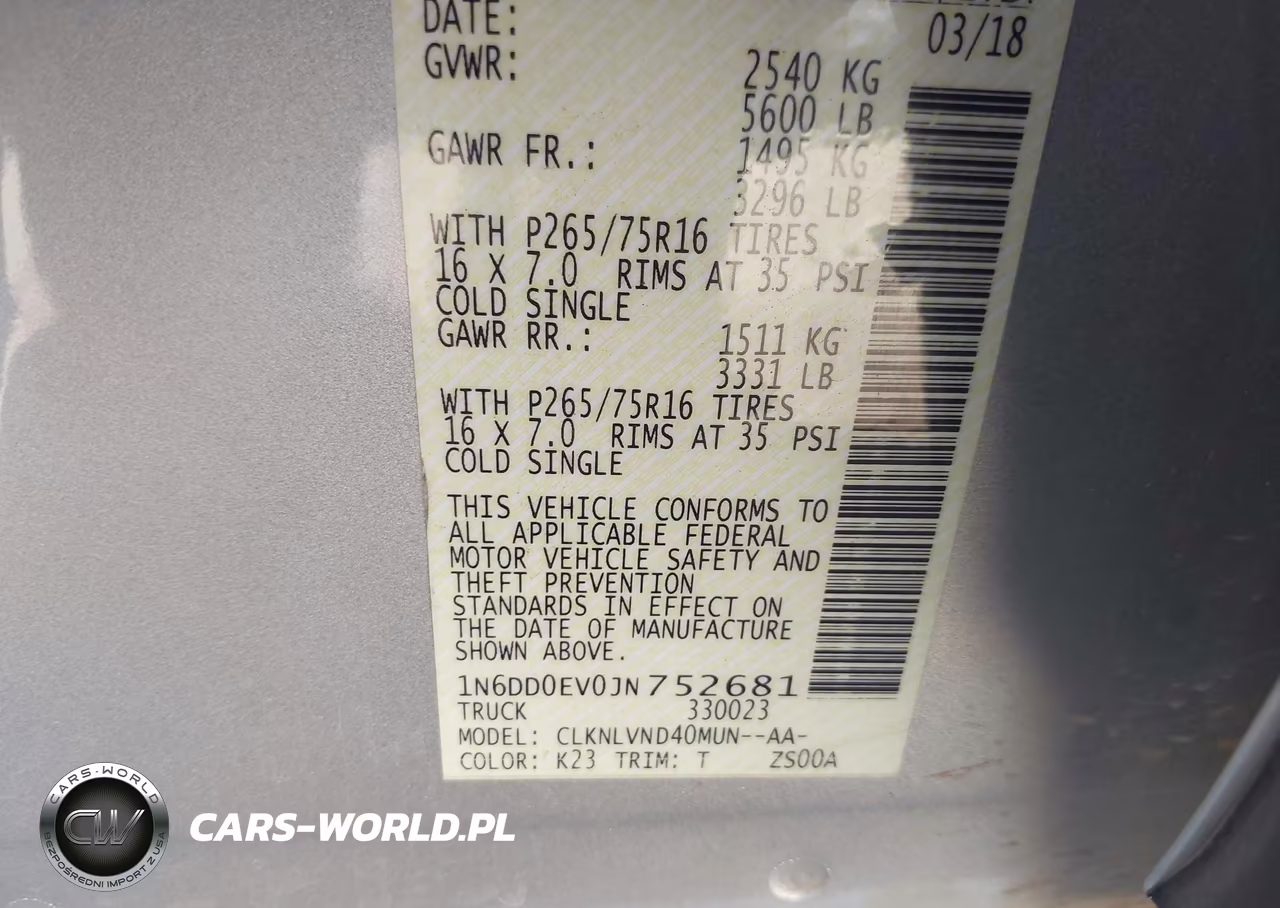 2018 Nissan Frontier Pro-4X VIN:1N6DD0EV0JN752681 - 9