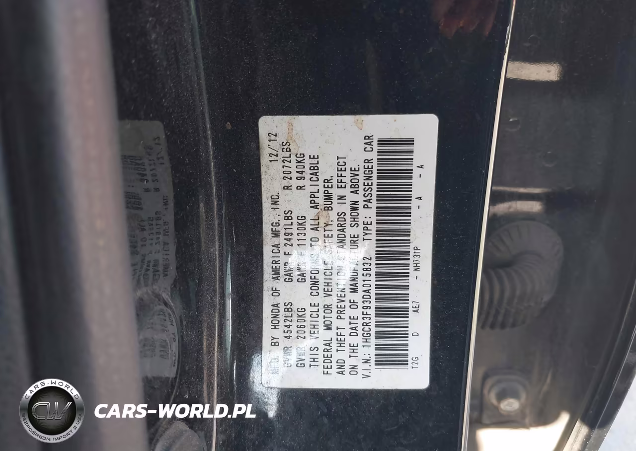 2013 Honda Accord Touring VIN:1HGCR3F93DA015832 - 9