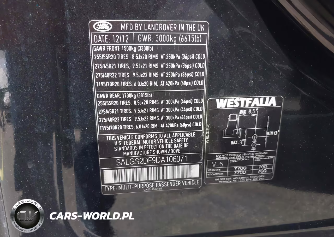 2013 Land Rover Range Rover Hse VIN:SALGS2DF9DA106071 - 9