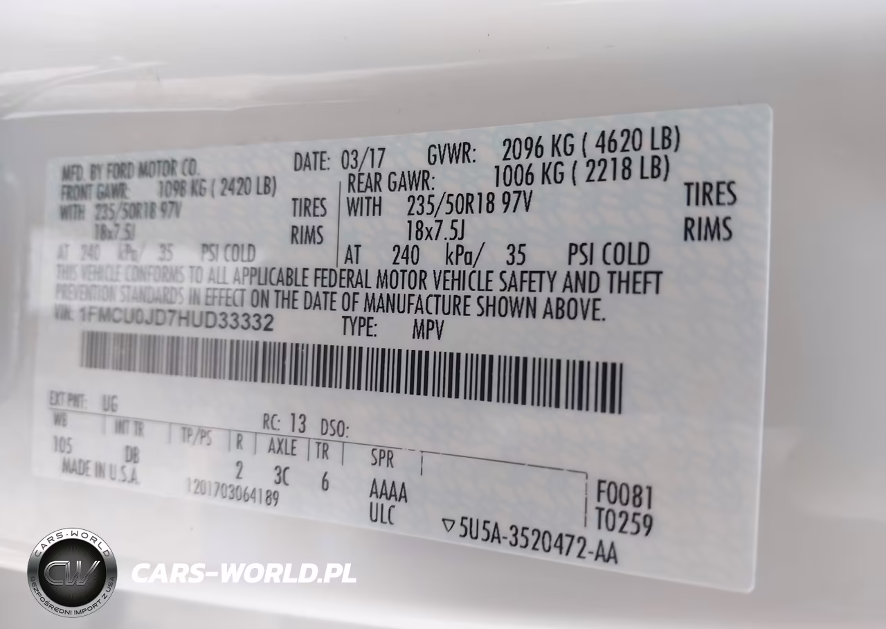 2017 Ford Escape Titanium VIN:1FMCU0JD7HUD33332 - 9