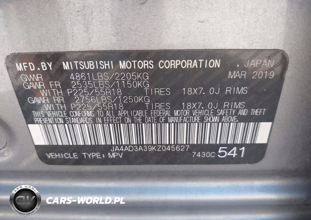2019 Mitsubishi Outlander Se VIN:JA4AD3A39KZ045627 - 9