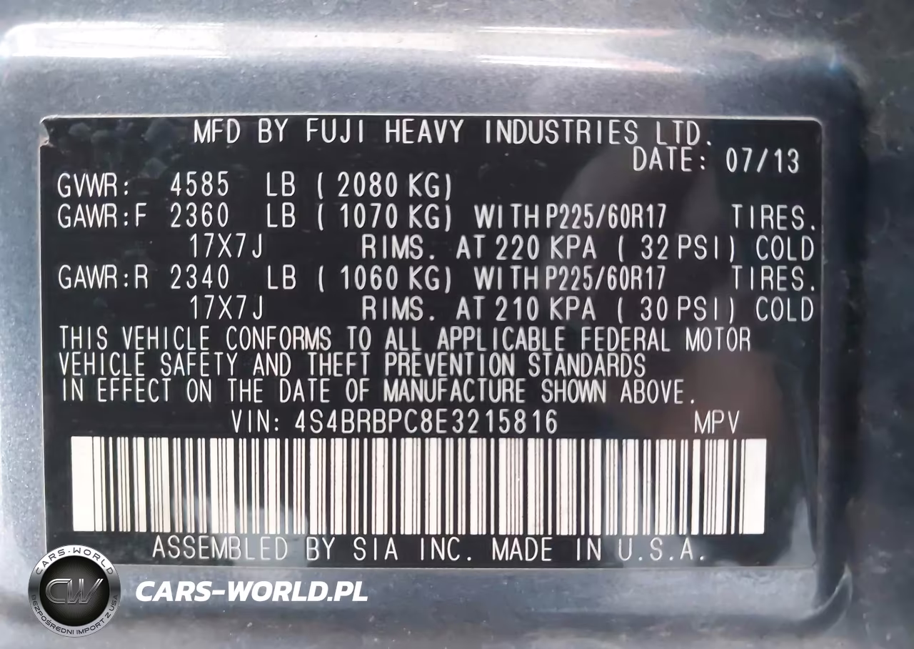 2014 Subaru Outback 2.5I Limited VIN:4S4BRBPC8E3215816 - 9