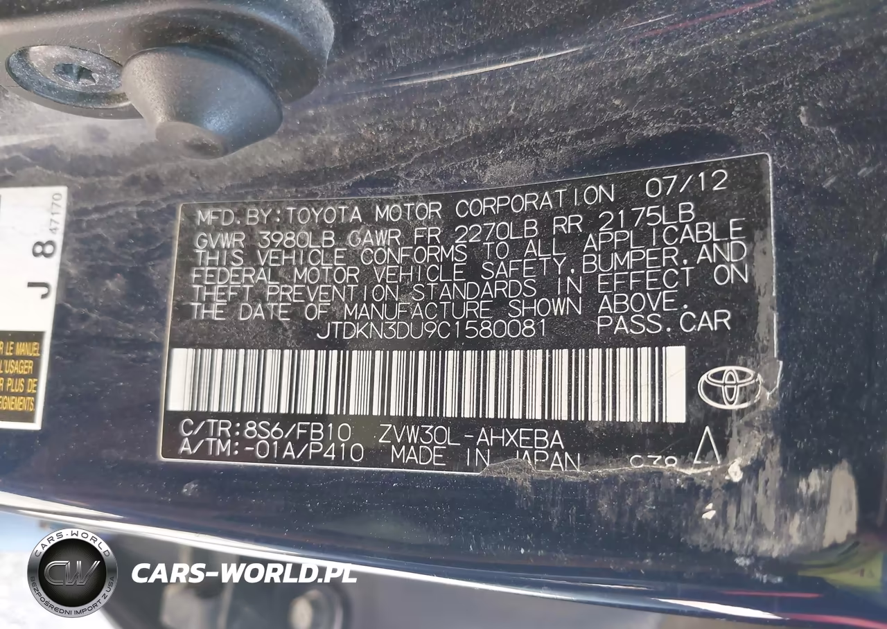 2012 Toyota Prius Two VIN:JTDKN3DU9C1580081 - 9