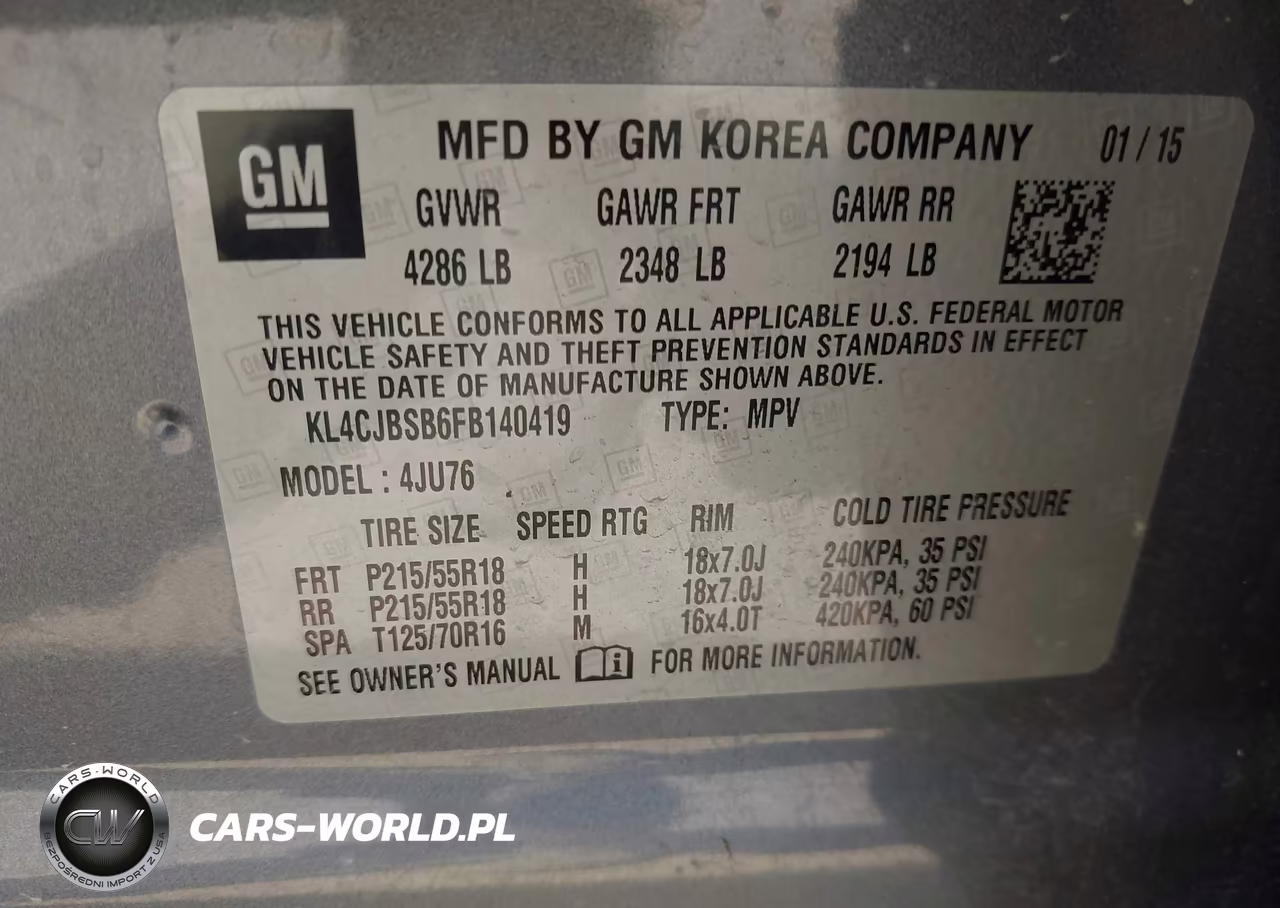 2015 Buick Encore Convenience VIN:KL4CJBSB6FB140419 - 9