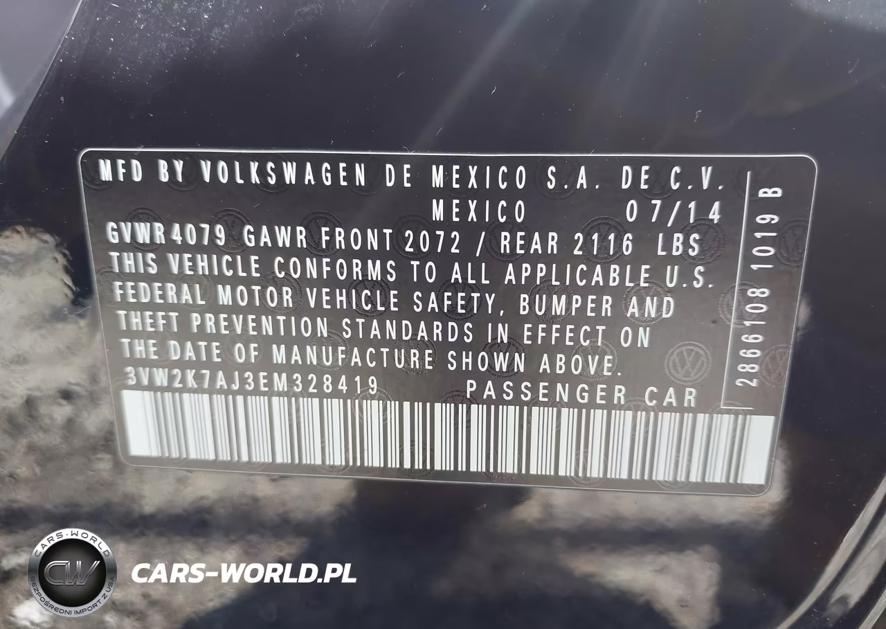 2014 Volkswagen Jetta 2.0L S VIN:3VW2K7AJ3EM328419 - 9