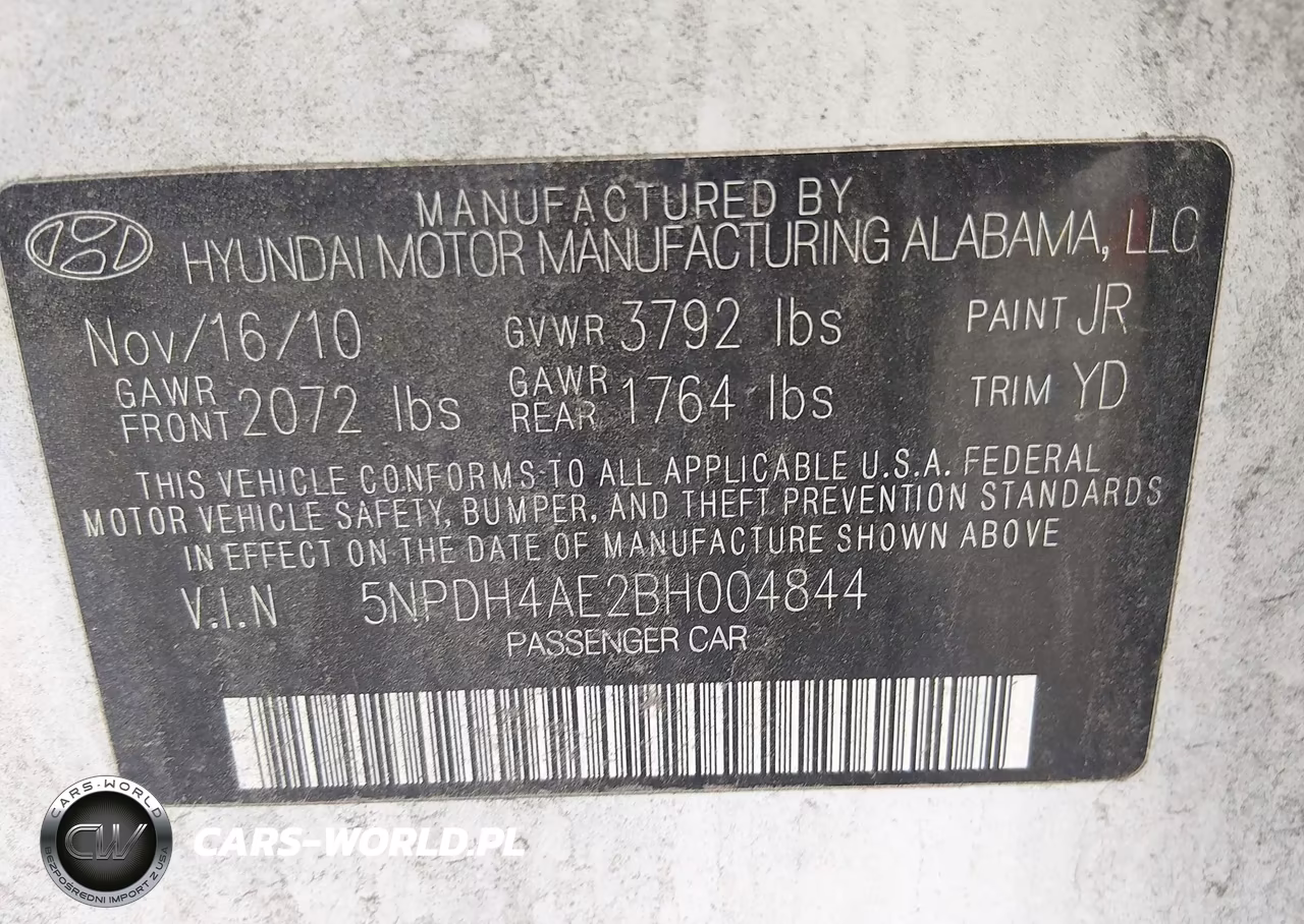 2011 Hyundai Elantra Gls VIN:5NPDH4AE2BH004844 - 9