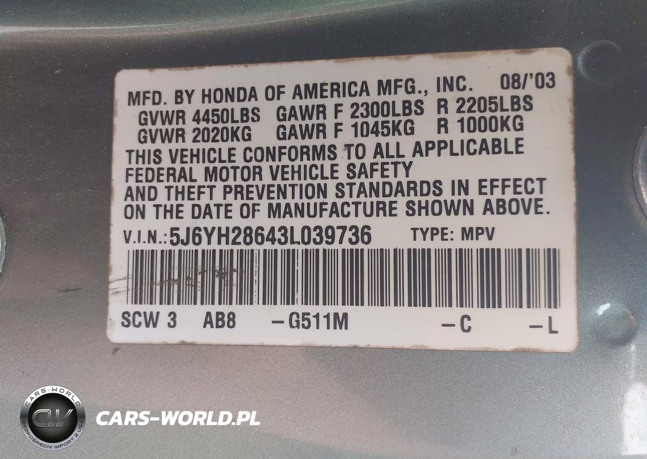 2003 Honda Element Ex VIN:5J6YH28643L039736 - 9