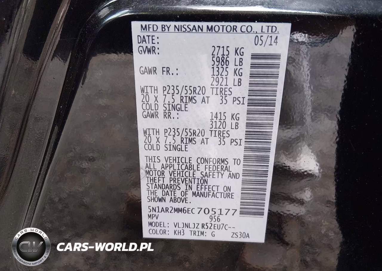 2014 Nissan Pathfinder Platinum VIN:5N1AR2MM6EC705177 - 9
