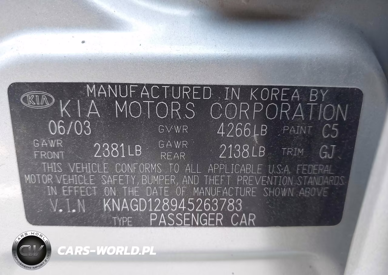 2004 Kia Optima Ex V6-Lx V6 VIN:KNAGD128945263783 - 9