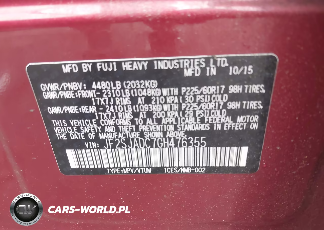 2016 Subaru Forester 2.5I Premium VIN:JF2SJADC7GH476355 - 9