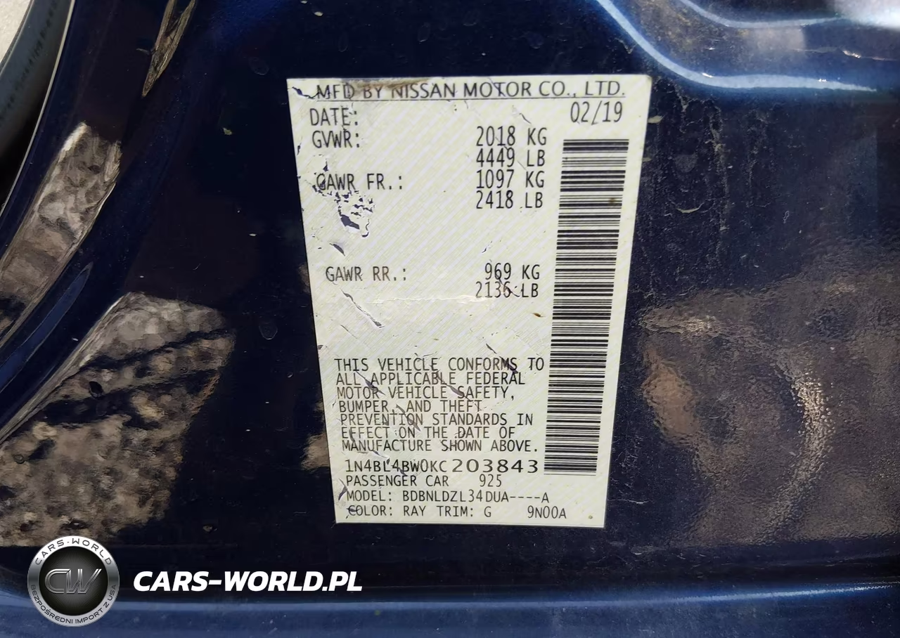 2019 Nissan Altima 2.5 S VIN:1N4BL4BW0KC203843 - 9