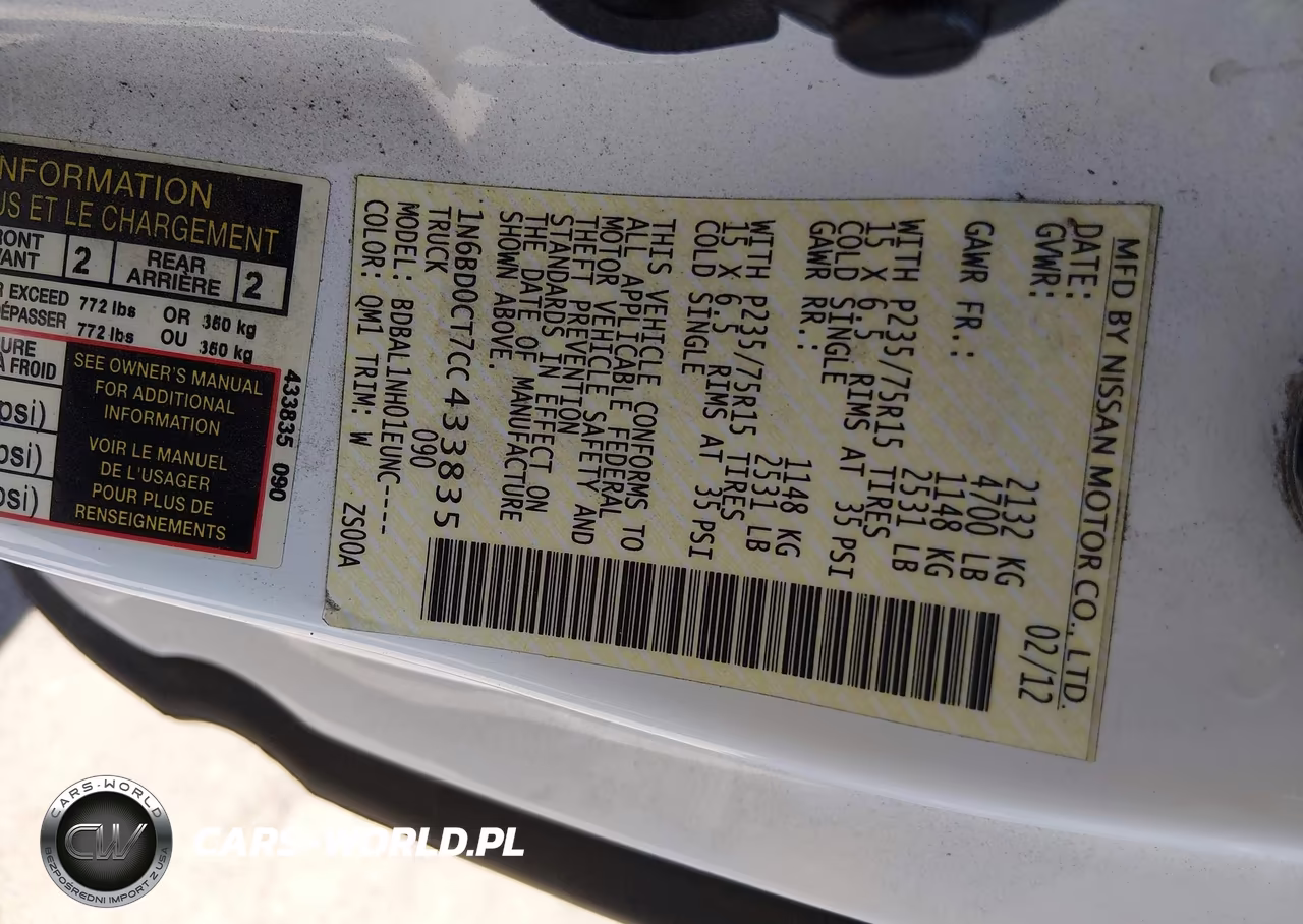 2012 Nissan Frontier S VIN:1N6BD0CT7CC433835 - 9