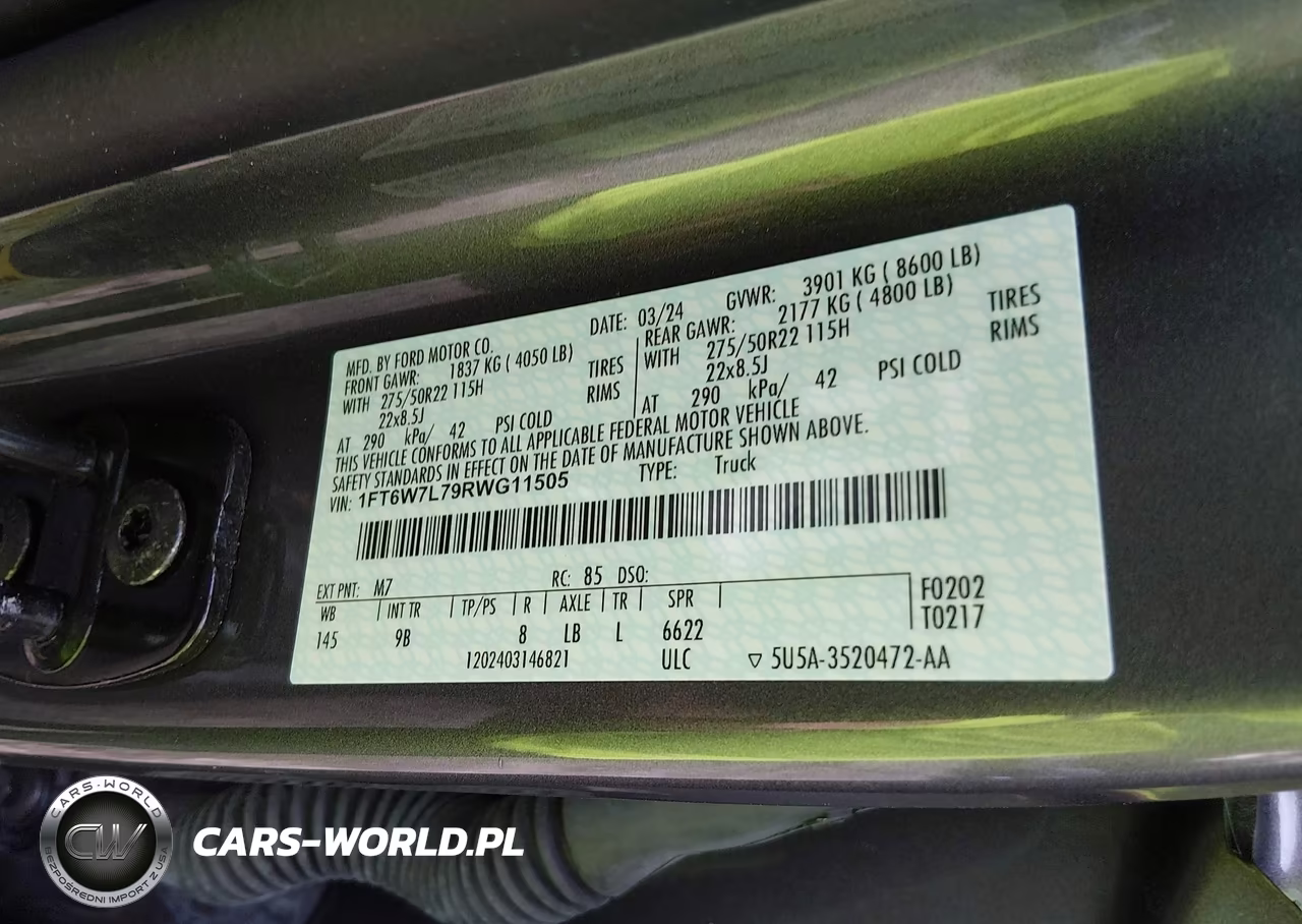 2024 Ford F-150 Lightning Platinum VIN:1FT6W7L79RWG11505 - 9