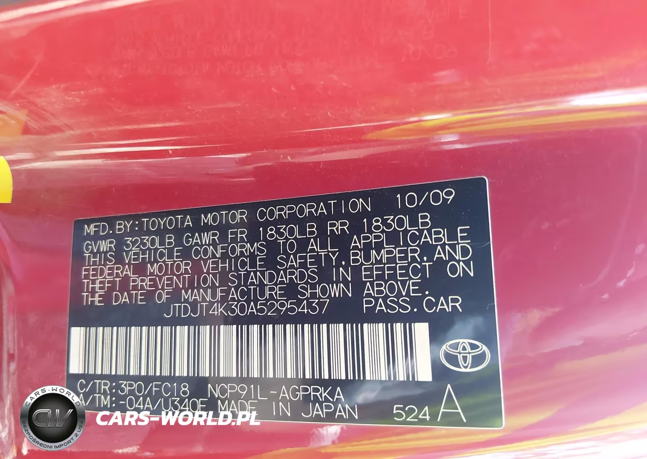 2010 Toyota Yaris VIN:JTDJT4K30A5295437 - 9