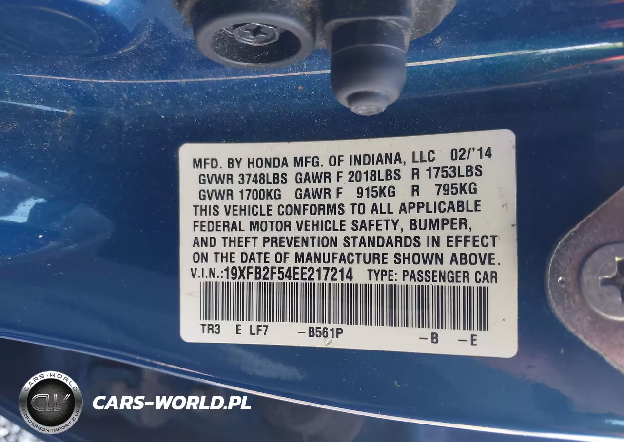 2014 Honda Civic Lx VIN:19XFB2F54EE217214 - 9