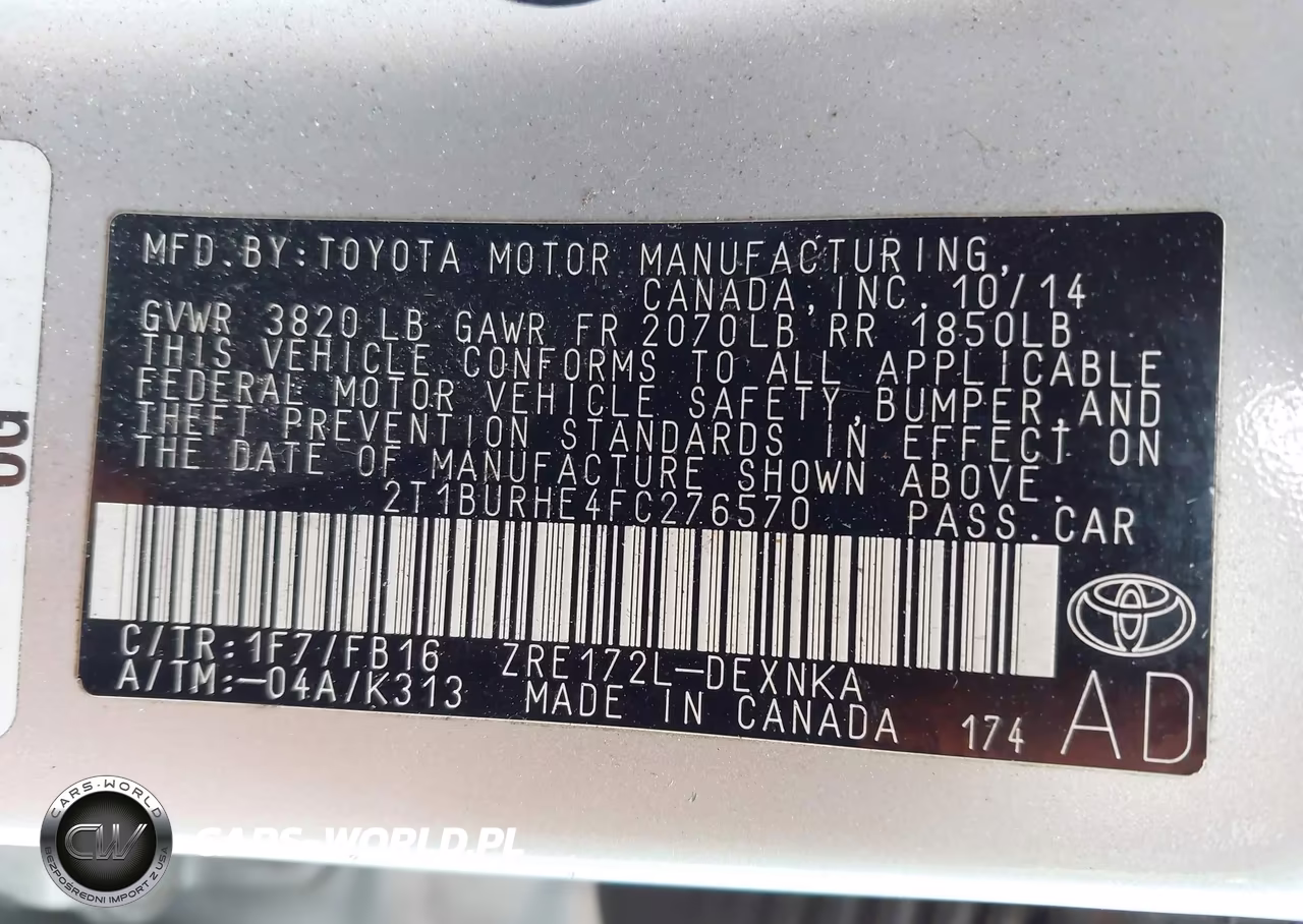 2015 Toyota Corolla Le VIN:2T1BURHE4FC276570 - 9