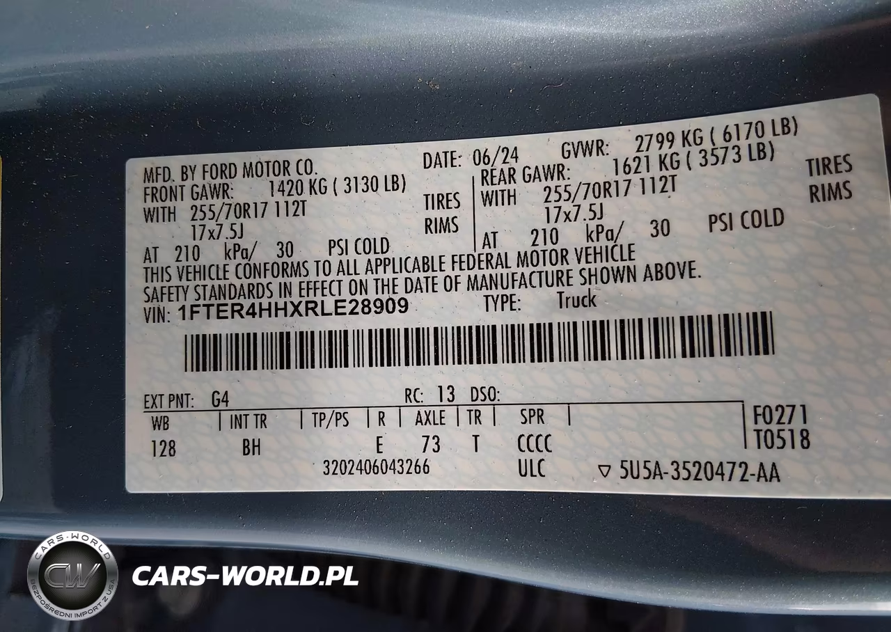2024 Ford Ranger Xlt VIN:1FTER4HHXRLE28909 - 9