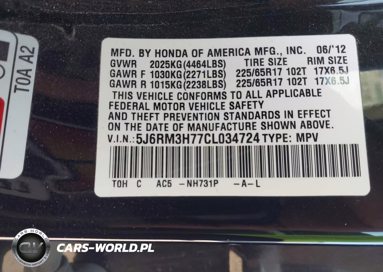 2012 Honda Cr-V Ex-L VIN:5J6RM3H77CL034724 - 9