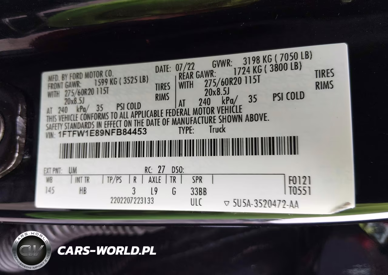 2022 Ford F-150 Lariat VIN:1FTFW1E89NFB84453 - 9