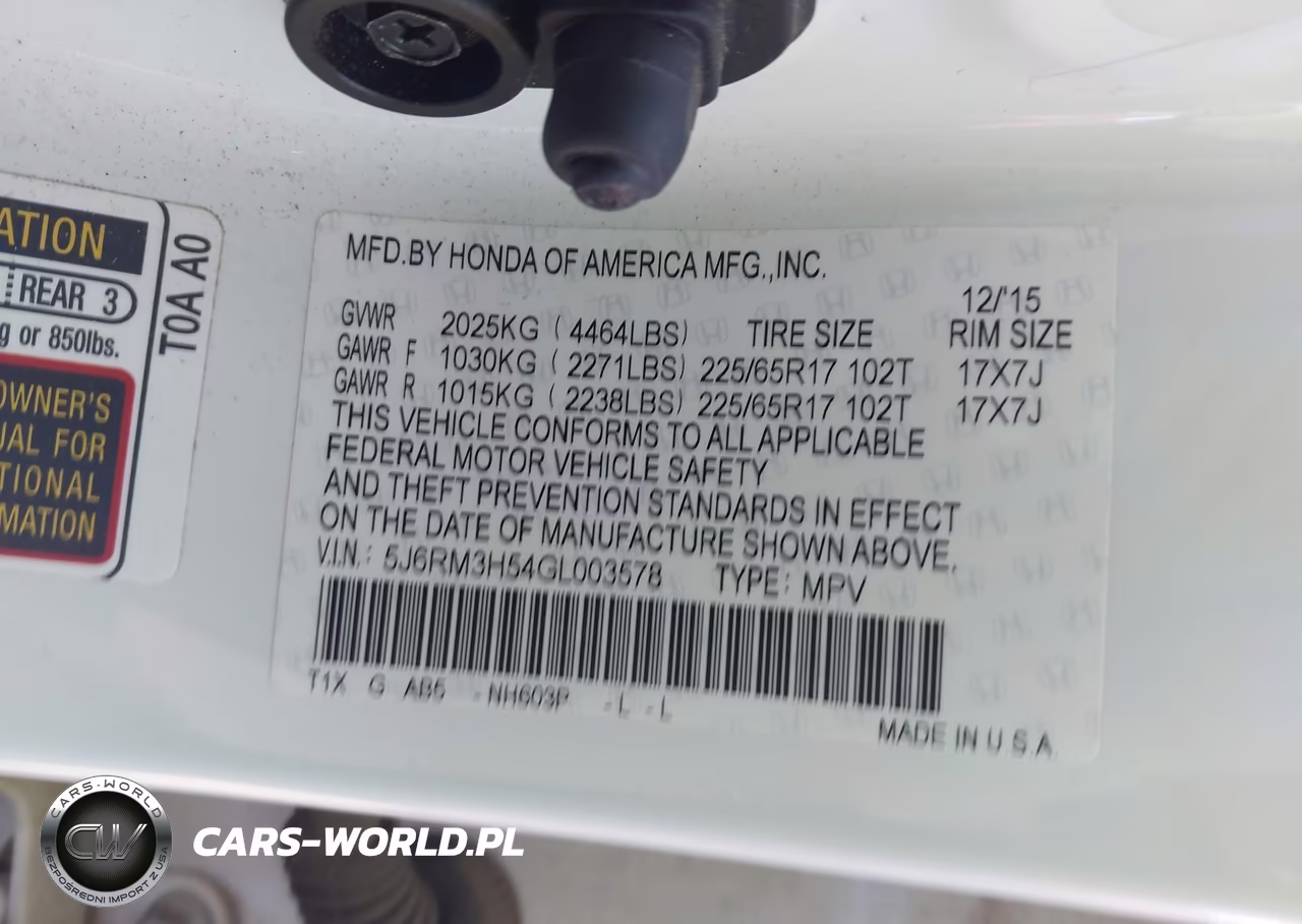 2016 Honda Cr-V Ex VIN:5J6RM3H54GL003578 - 9