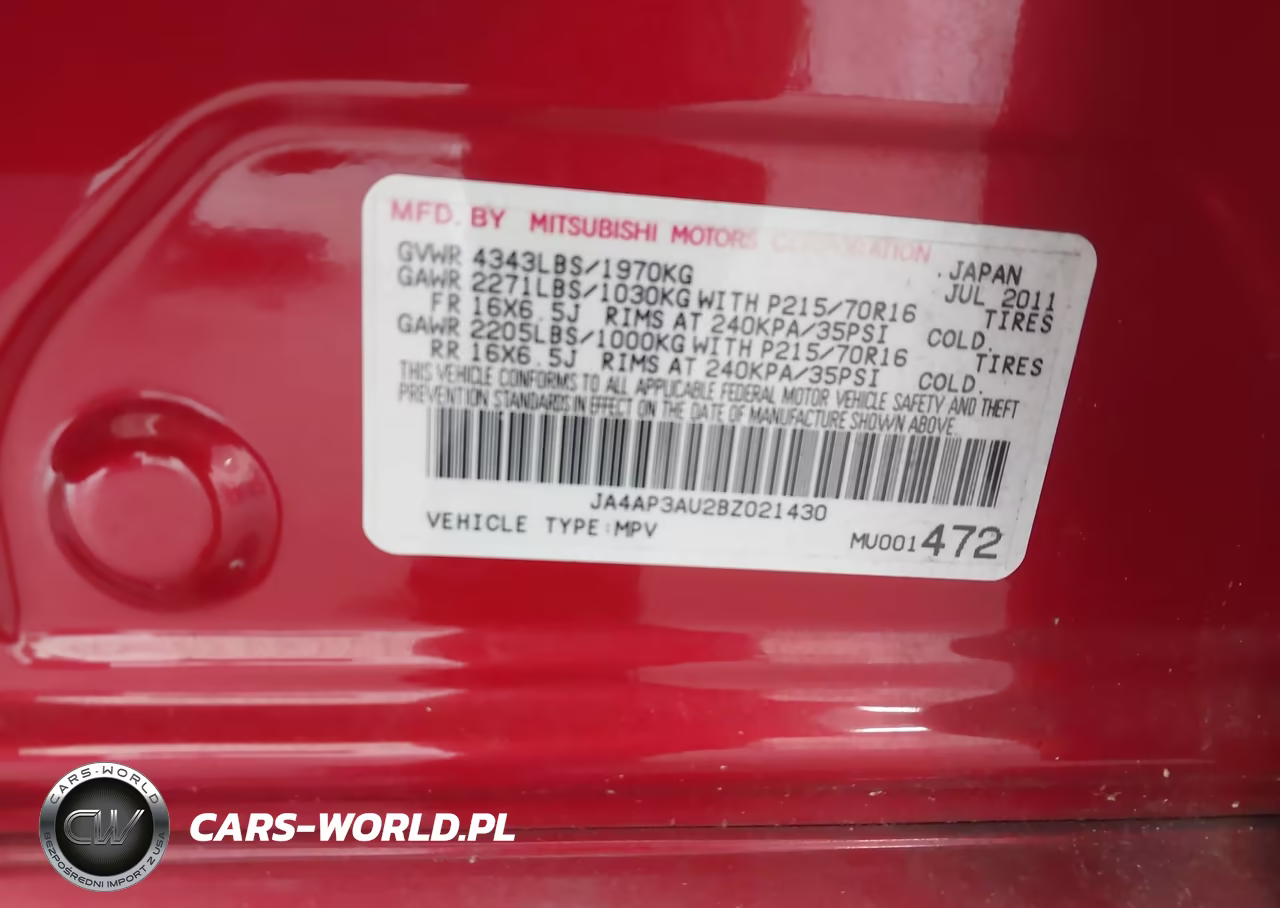 2011 Mitsubishi Outlander Sport Es VIN:JA4AP3AU2BZ021430 - 9