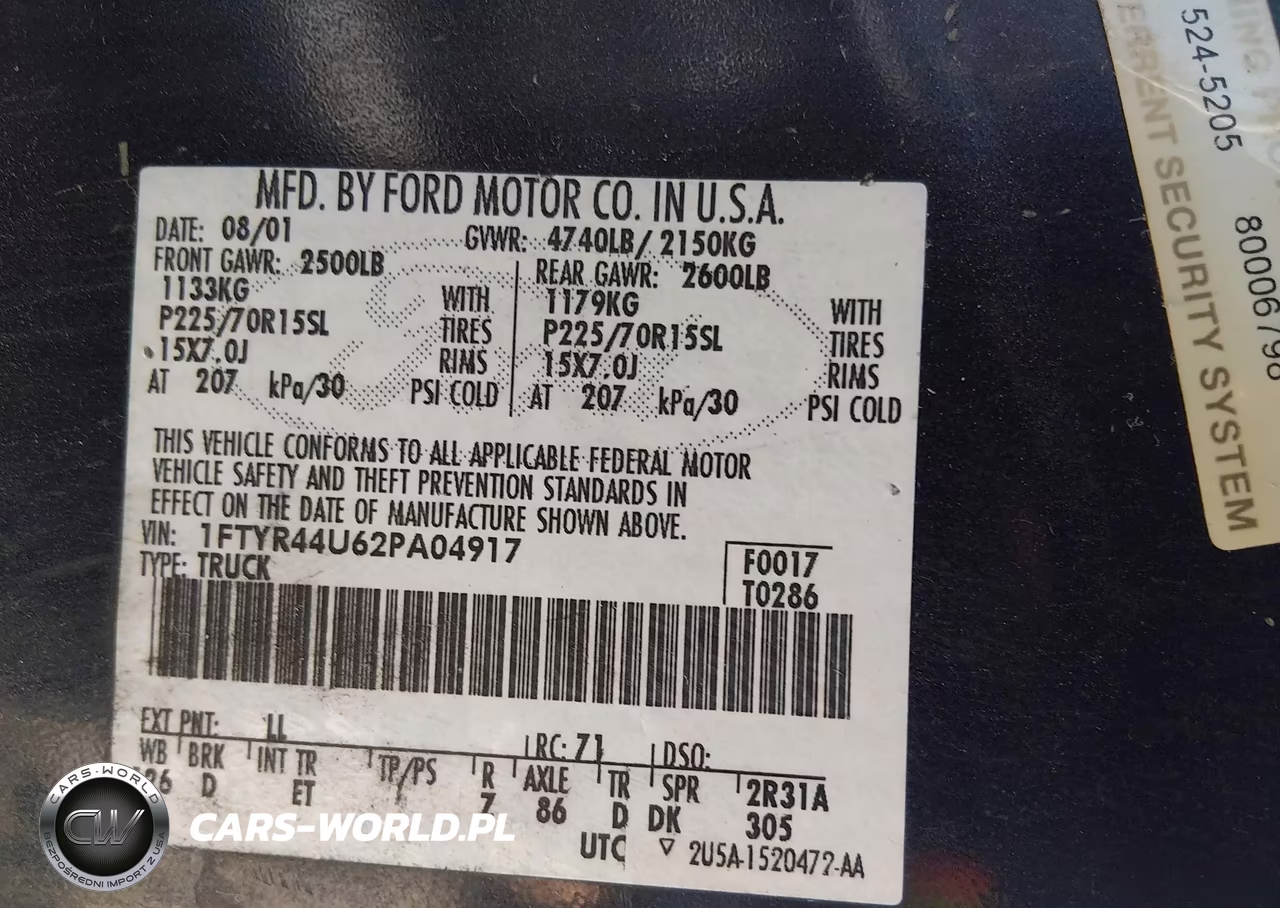 2002 Ford Ranger Edge-Tremor-Xlt VIN:1FTYR44U62PA04917 - 9