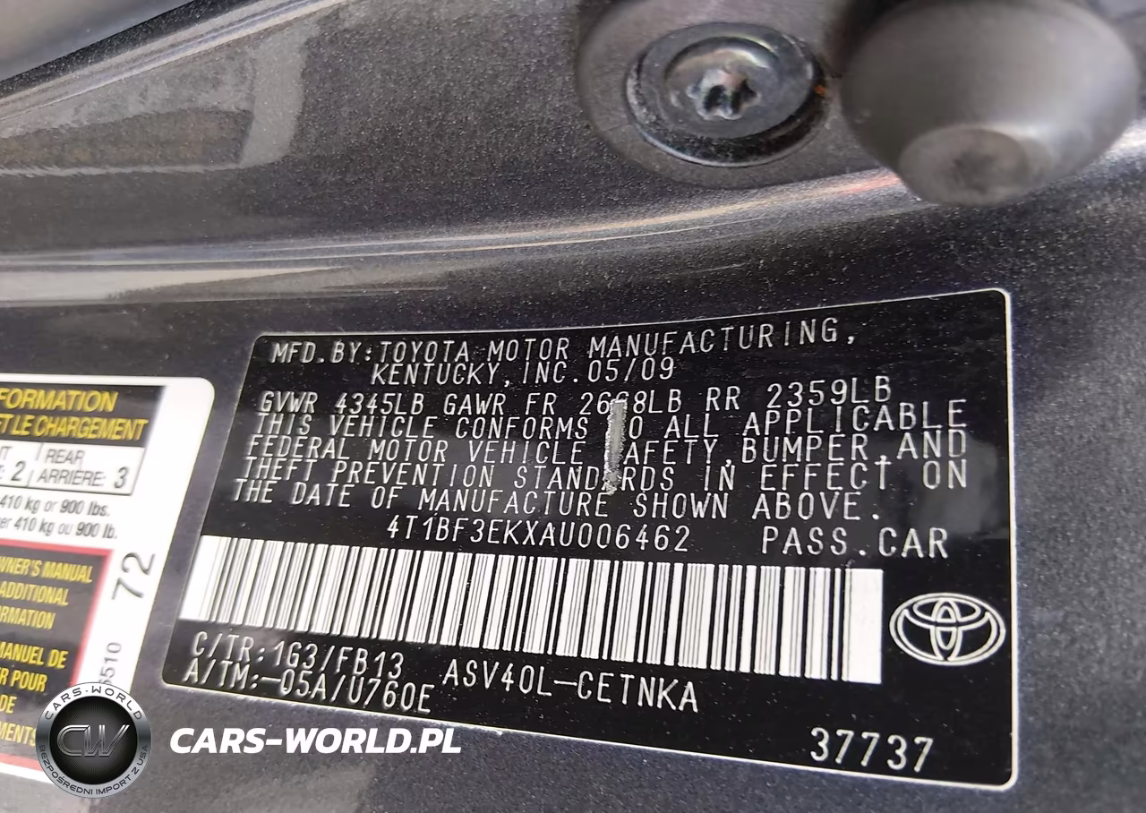 2010 Toyota Camry Le VIN:4T1BF3EKXAU006462 - 9