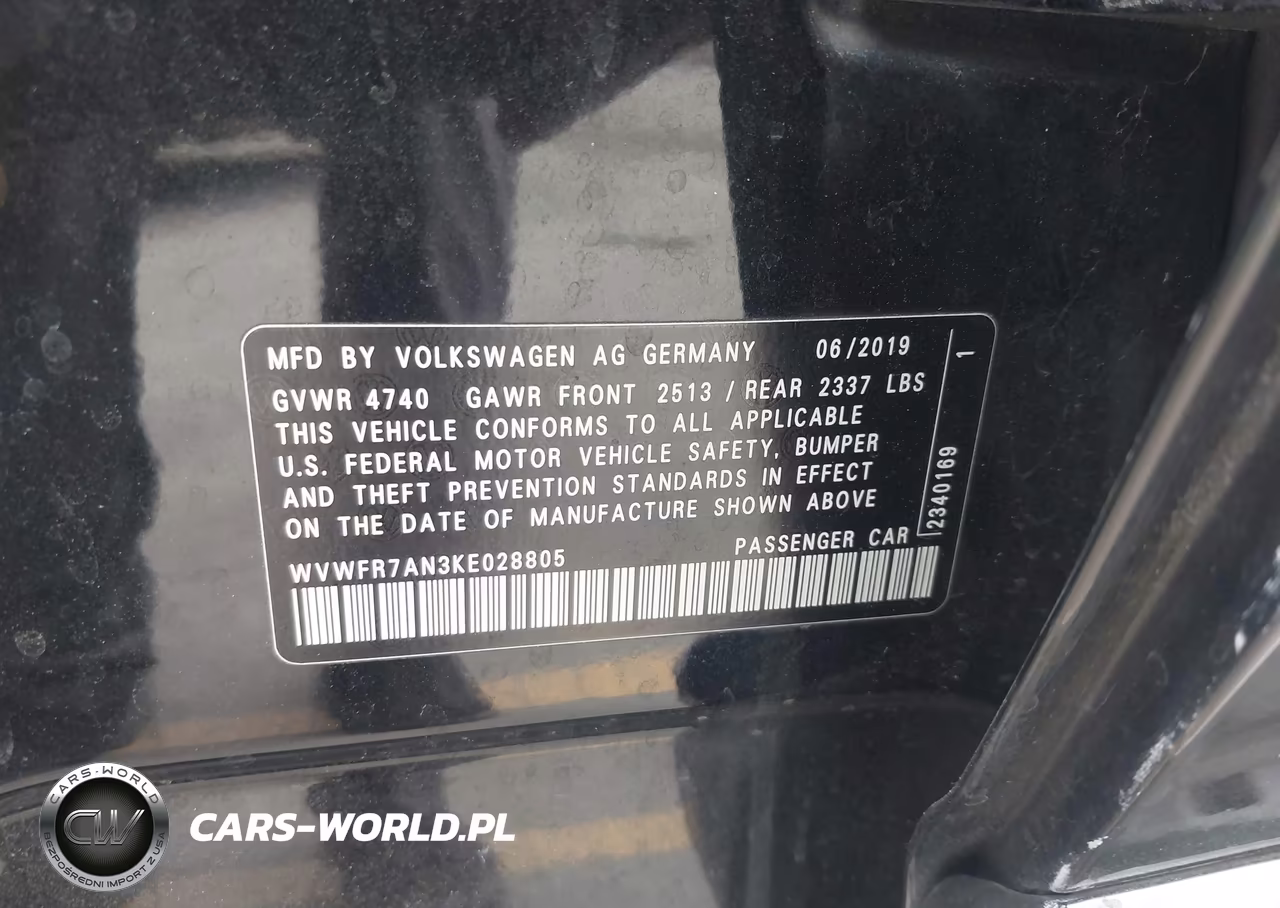 2019 Volkswagen Arteon 2.0T Se R-Line VIN:WVWFR7AN3KE028805 - 9