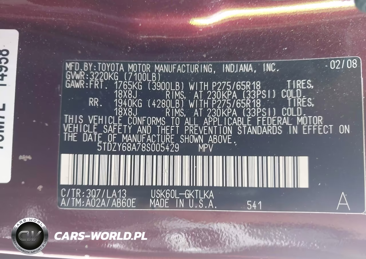 2008 Toyota Sequoia Limited 5.7L V8 VIN:5TDZY68A78S005429 - 9
