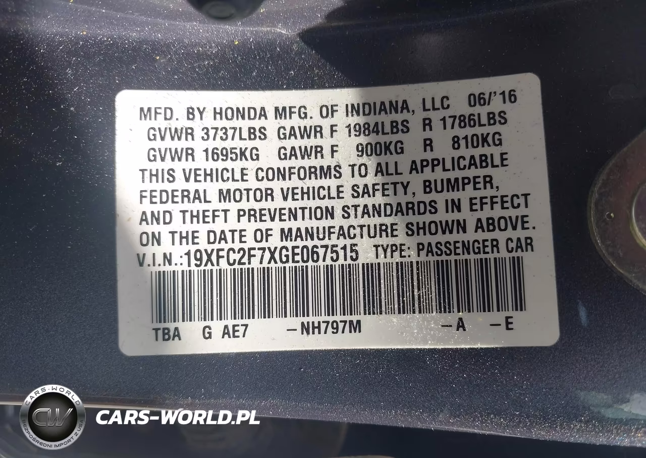 2016 Honda Civic Ex VIN:19XFC2F7XGE067515 - 9