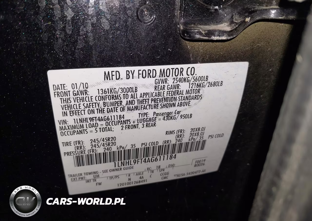 2010 Lincoln Mks Ecoboost VIN:1LNHL9FT4AG611184 - 9