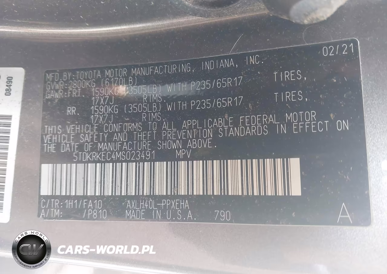 2021 Toyota Sienna Le VIN:5TDKRKEC4MS023491 - 9