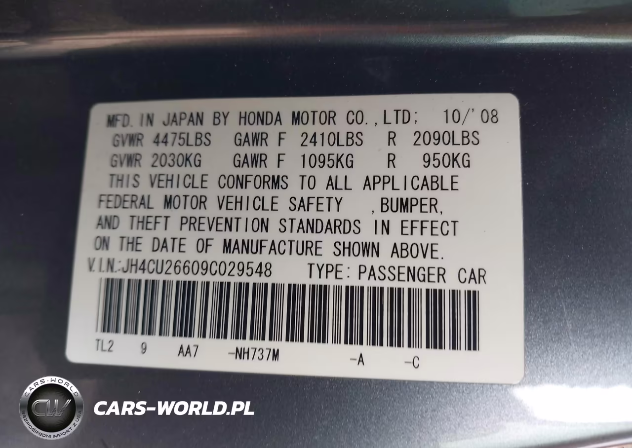 2009 Acura Tsx VIN:JH4CU26609C029548 - 9
