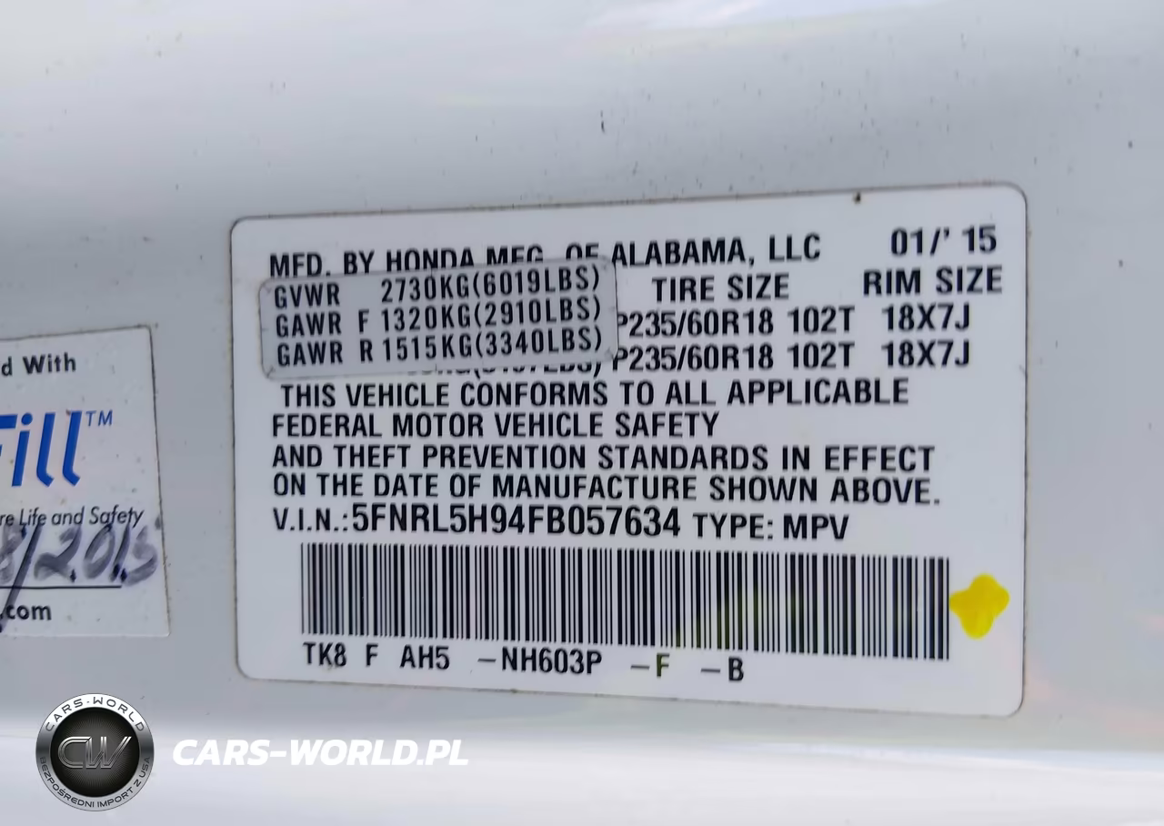 2015 Honda Odyssey Touring-Touring Elite VIN:5FNRL5H94FB057634 - 9