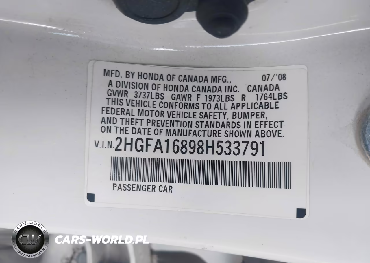 2008 Honda Civic Ex VIN:2HGFA16898H533791 - 9
