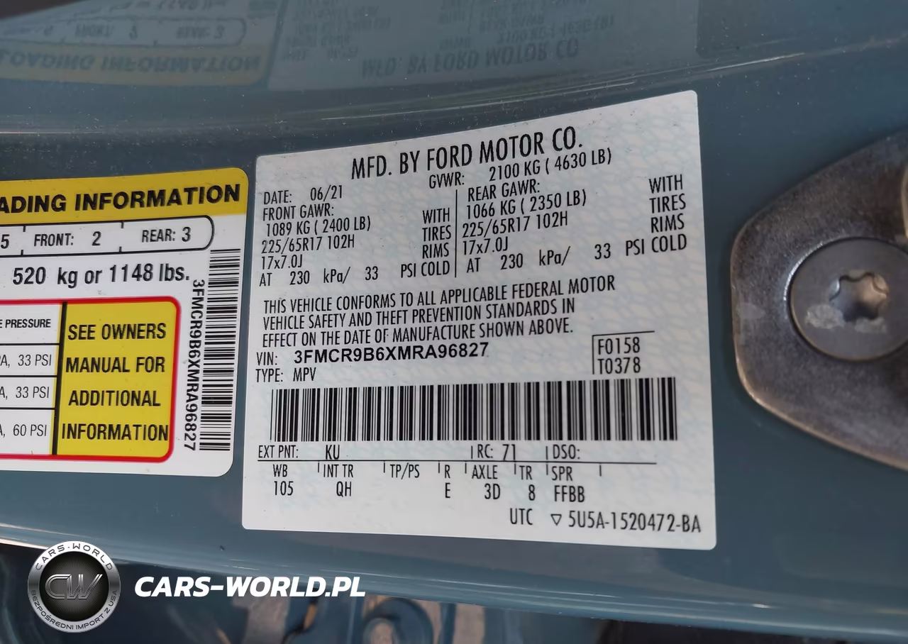2021 Ford Bronco Sport Big Bend VIN:3FMCR9B6XMRA96827 - 9