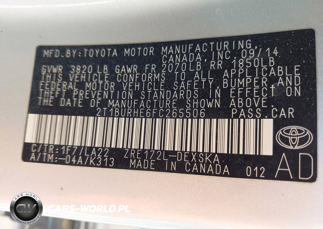 2015 Toyota Corolla S Premium VIN:2T1BURHE6FC265506 - 9
