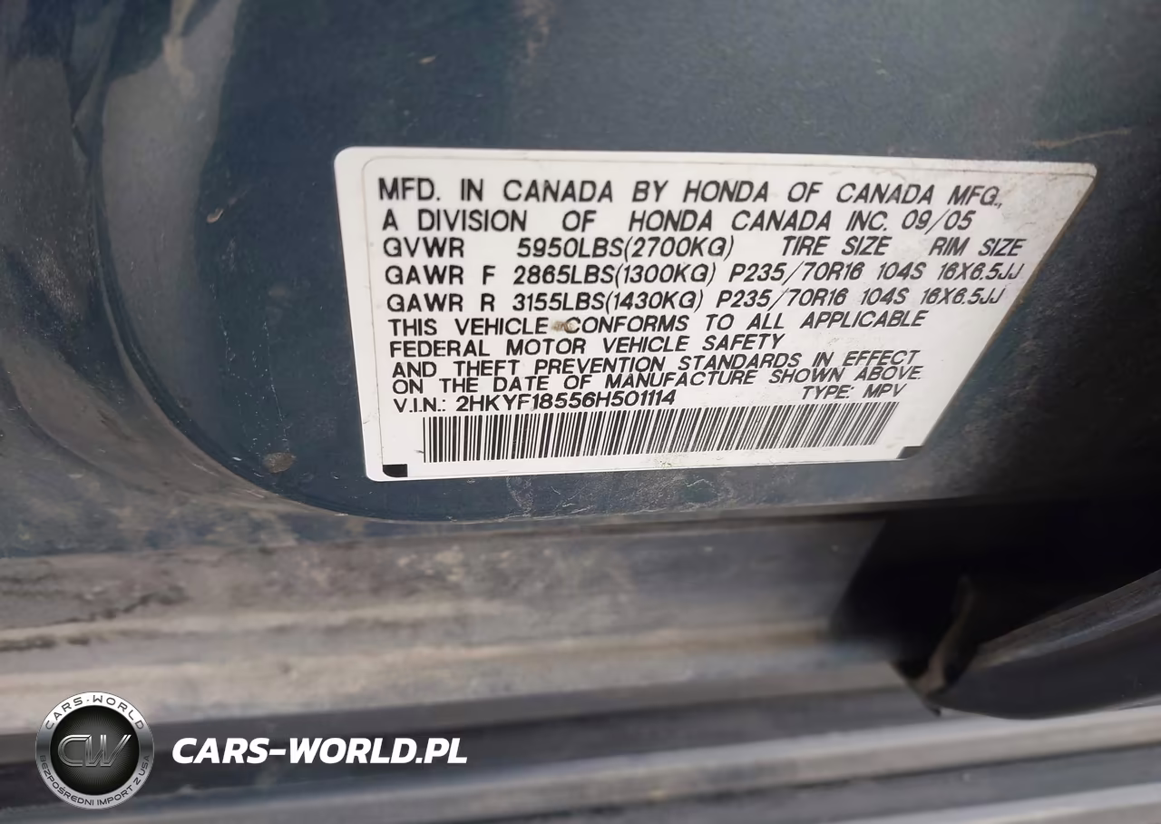 2006 Honda Pilot Ex-L VIN:2HKYF18556H501114 - 9