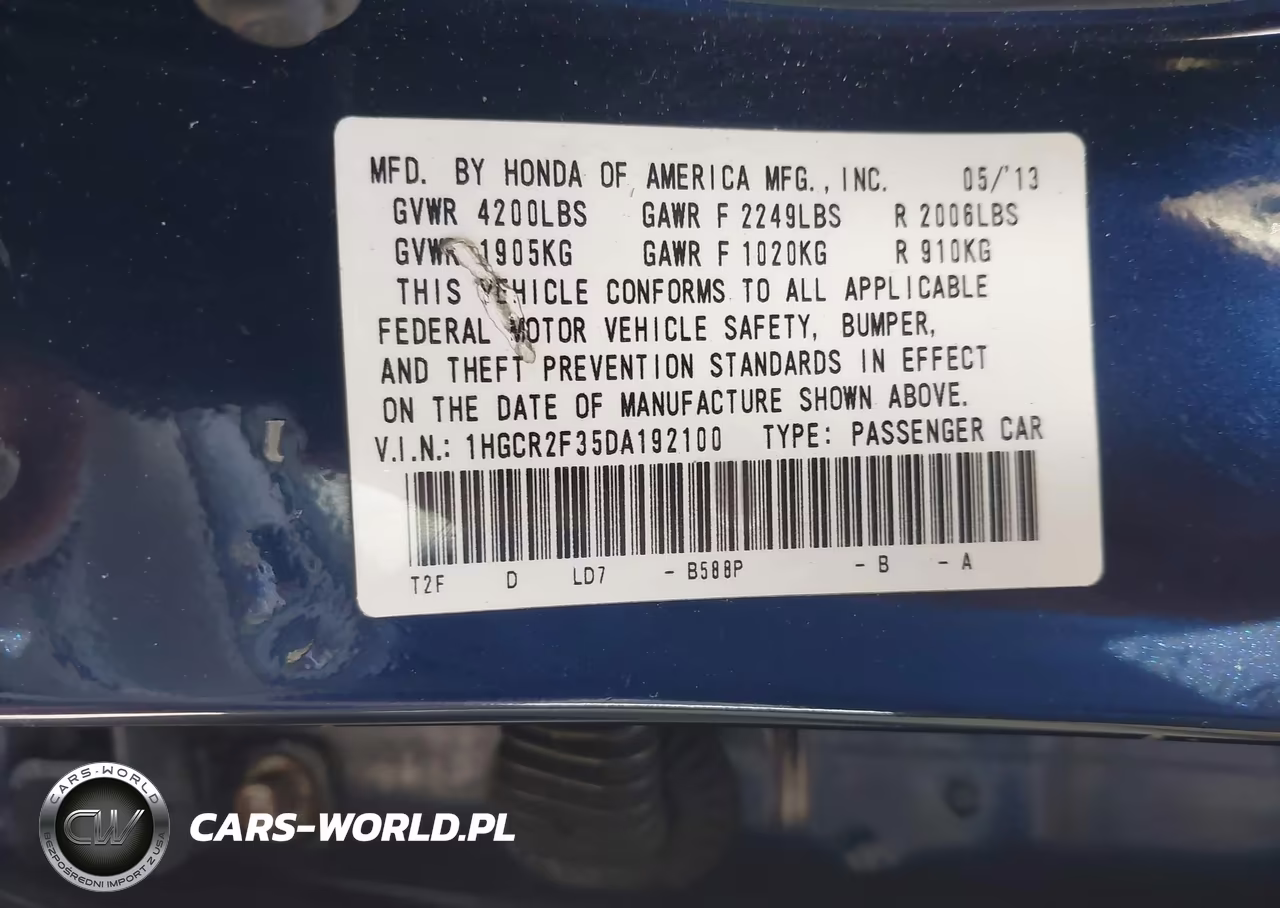 2013 Honda Accord Lx VIN:1HGCR2F35DA192100 - 9