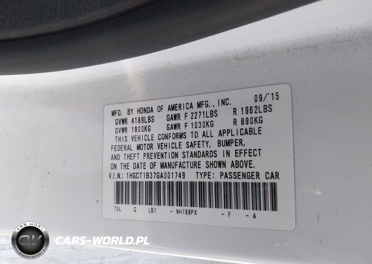2016 Honda Accord Lx-S VIN:1HGCT1B37GA001749 - 9
