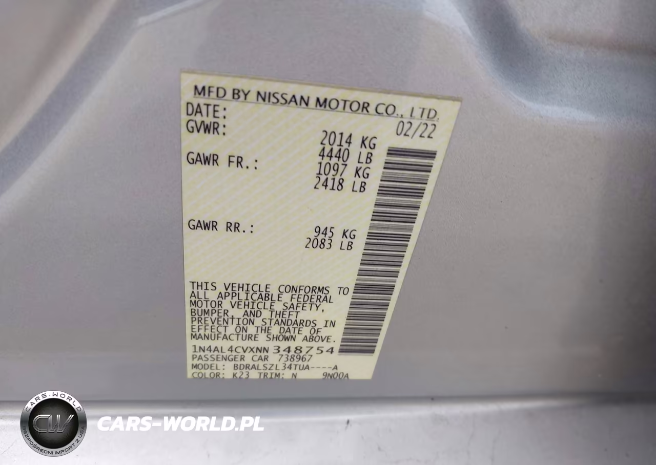 2022 Nissan Altima Sr Vc-Turbo Fwd VIN:1N4AL4CVXNN348754 - 9